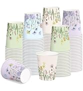 RUSPEPA Disposable Paper Cups 9oz - 100 Pack Wild Flower Design Printed Paper Coffee Drinking Cup...