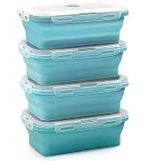 Alimat PluS Silicone Food Storage Containers with Lids, 4 Pack Set 40oz/1200ml Collapsible Meal P...