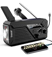 Emergency Crank Radio with 2 Charging Cables, 22000mWh NOAA Weather Radio | Solar Radio AM FM Wea...