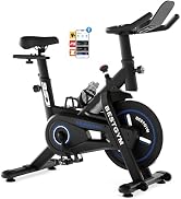 BSJ BESTGYM Exercise Bike, Brake Pad/Magnetic Stationary Bike with App, Low Noise Indoor Cycling ...
