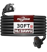 PALARINE 30ft Black Outdoor Extension Cord Waterproof, UL Listed, 16/3 SJTW Heavy Duty 3 Prong, 1...