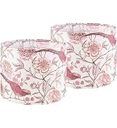 GOSO 2pcs Medium Lampshade Polyester Printing Flowers and Birds Drum Lamp Shade For TableLamp,Flo...