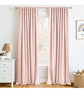 INOVADAY 100% Blackout Curtains 84 Inches Length 2 Panels Set, Back Tab/Rod Pocket Linen Black Ou...