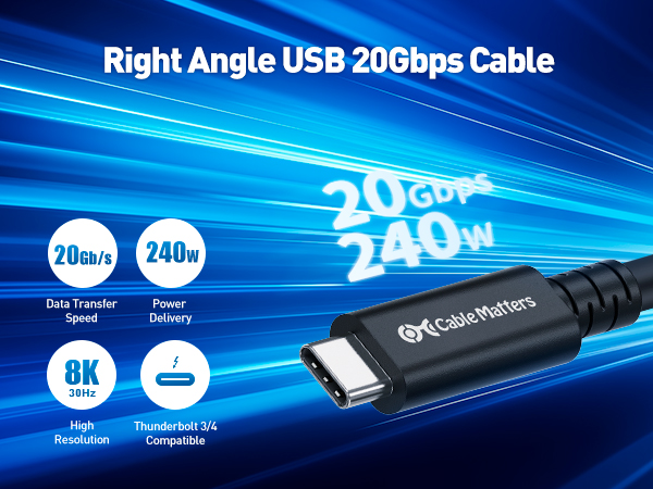 USB 20Gbps 240W USB Type-C Cable