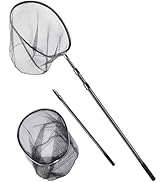 Uxwuy Large Fishing Net Saltwater Rubber Fishing Net Kayak Fishing Landing Net with Telescoping H...