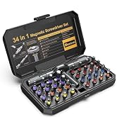 Bomivoi 34 in 1 Magnetic Screwdriver Set, DIY Ratchet Screwdriver Set, Multi Bit Magnetic Drive S...