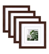 Egofine 8x8 Picture Frames Made of Solid Wood with Plexiglass, Display Pictures 4x4/6x6 with Mat ...