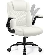 Leather Office Chair, PU Home Computer Desk Chairs with Ergonomic Back Support, 360°Swivel Free,S...