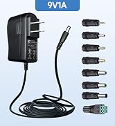 UL Listed 9V 1A 6ft Power Supply Adapter with 8 Tips, DC 9W 1000mA 500mA Replacement Power Cord f...