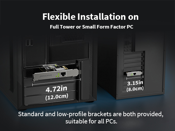 PCIe Nic with Standard and Low Profile Brackets Fits for Full Tower or Small Form Factor PC