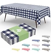 misaya 4 Packs Buffalo Disposable Table Cloth, 54 x 108 Inch Waterproof Plastic Tablecloth, Recta...