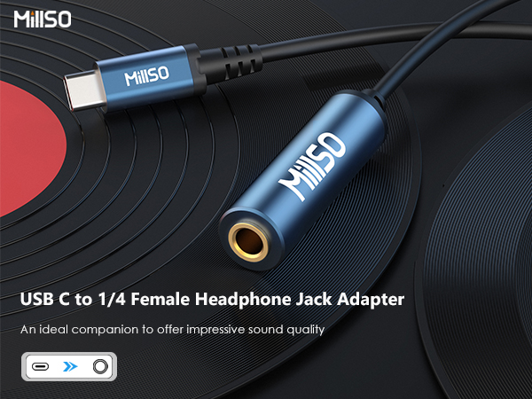 MillSO USB to 1/4 female headphone jack adapter