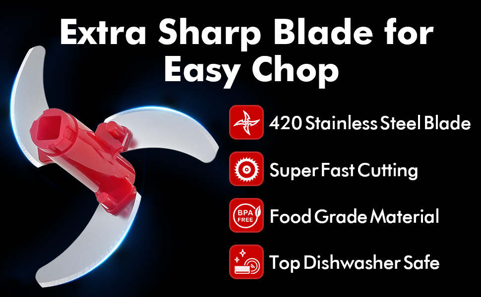 Equiped with a Japanese 420 stainless steel blade for easy chopping