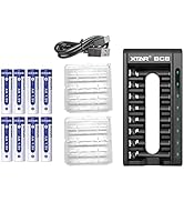 XTAR BC8 Battery Charger with 8 Pack Rechargeable 1.5v Lithium Rechargeable Batteries Charger(BC8...