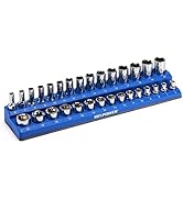 MIXPOWER 3/8" Metric Magnetic Socket Organizer, Holds 15 Piece Shallow Socket and 15 Piece Deep S...