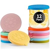 VOLCANOES CLUB Oui Yogurt Jar Lids Silicone | 12 Pack Colorful Covers Fit For 5 Oz Oui Yogurt Gla...