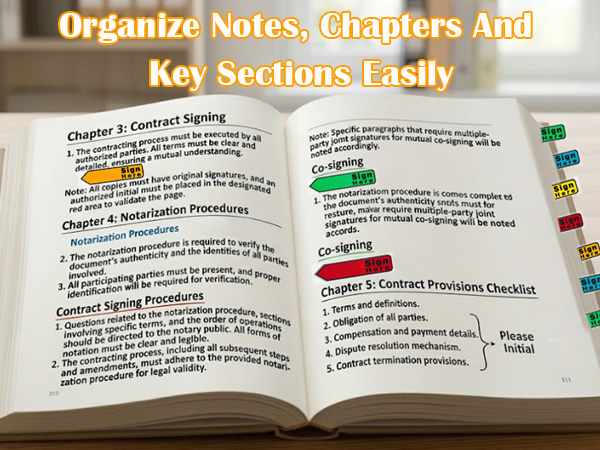 organize notes,chapters and key section easily
