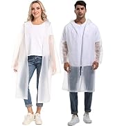 Rain Ponchos for Adults Reusable - Borogo 2Pcs Raincoats Emergency Survival with Hoods and Sleeve...