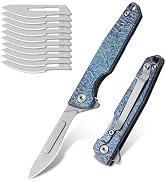 Titanium Folding Scalpel,EDC Utility Knife with 10pcs #24 Replaceable Blades,Small Keychain Knive...