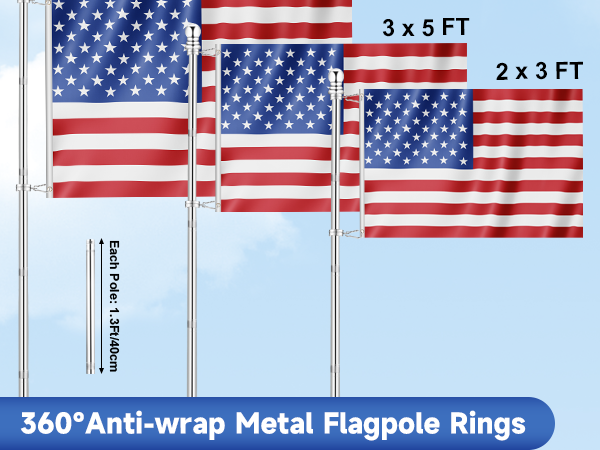 Upgraded Thicken 5 6 7FT Sainless Steel Flag Pole