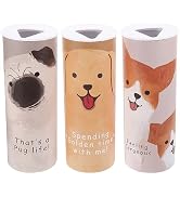 JECOMPRIS 3pcs Car Tissue Holder with Facial Tissue: Tissue Tubes - Cute Dogs Printed Cylinder Ti...