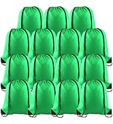 PLULON 15 Pcs Green Drawstring Bags Drawstring Backpack Bulk, String Backpack Cinch Sack Sport Gy...