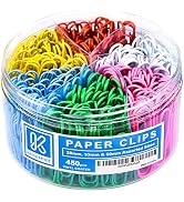 Kempshott Color Paper Clips Assorted Sizes Small, Medium and Large Paper Clips for Paperwork Idea...