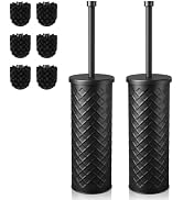 Toilet Bowl Brush and Holder Set 2 Pack with 4 Extra Brush Heads | Extra Long Handle with Splash ...