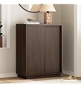 Fluted Shoe Cabinet with Sliding Door, 6-Tier Large Hidden Storage Organizer Modern Shoe Rack wit...