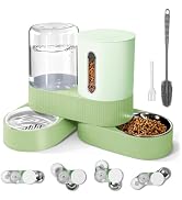 2 in 1 Automatic Gravity Cat Dog Feeder and Water Dispenser with 304 Stainless Steel Bowls, 360 D...