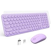 XTREMTEC Wireless Keyboard and Mouse Combo, 2.4G USB Slim Quiet Low-Profile Retro Round Typewrite...