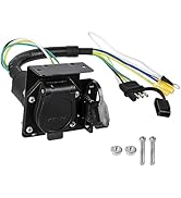 4-Way Flat to 7-Way Round RV Blade Trailer Adapter,4 Pin to 7 Pin Trailer Light Adapter Wiring Ha...