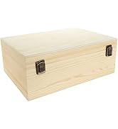 DAJAVE Unfinished Wooden Box, 12x9x5 Inch Large Wooden Box with Hinged Lid and Front Clasp, Pine ...