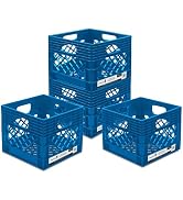 ORGANIZE-IT! 4 Pack Storage Milk Crate, Heavy Duty Versatile Box Organizers with Easy-Grip Handle...