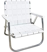 Lawn Chair USA Aluminum Webbed Chair (Low Back Beach Chair, Bright White)