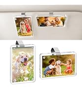 Accmor Car Picture Holder and Visor Photo Clip, 2 Pack Clear Acrylic Magnetic Photo Holder for Su...