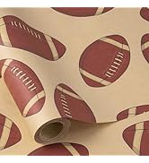 RUSPEPA Football Wrapping Paper Roll for Men Boys Kids, Mini Roll, Maroon Sports Rugby Ball Desig...