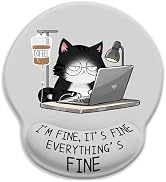 LIMKRIAN Cat Ergonomic Mouse Pad with Wrist Rest, Gaming Mouse Pad with Wrist Support, Funny Mous...