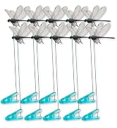 Lidengle Dragonfly Clips Black Dragon Fly Hat Clip Artificial Realistic 3D Dragonflies Garden Sta...
