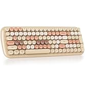 Mosptnspg Wireless Bluetooth Typewriter Keyboard, 100 Keys Retro Round Keycap Colorful Mechanical...