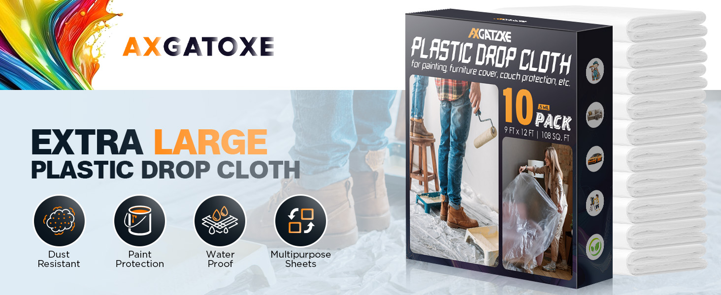 Heavy-duty plastic drop cloths for painting—dustproof, waterproof, tear-resistant