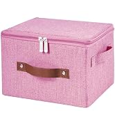 HYVAKUPPA Storage Bins with Zipper Lid Foldable Fabric Lidded Storage Boxes Baskets Cubes Washabl...