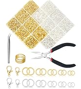 2400PCS FIVEIZERO Jump Rings Kit for Jewelry Making & Necklace Repair - Silver & Gold Jump Rings,...
