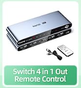 llano HDMI 2.1 Switch, HDMI Switcher 4K@120Hz 8K@60Hz with IR Remote, Switcher Selector 4 in 1 Ou...