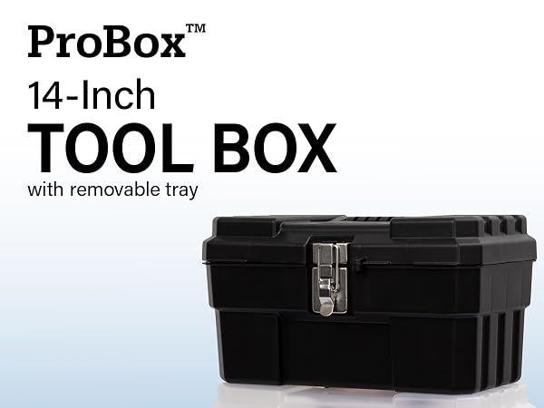 Akro-Mils 14 inch portable plastic tool box 14 inches wide with removable tray