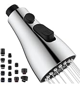 Kitchen Faucet Head Replacement with 15 Adapters - 3 Functions Pull Down Spray Head for Kitchen F...