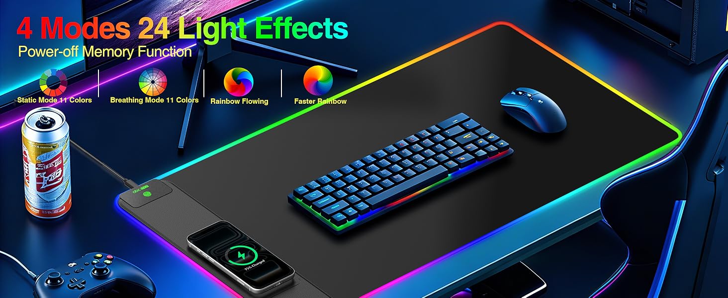 RGB Gaming Mouse Pad with Wireless Charging