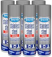 Sprayway Stainless Steel Cleaner Aerosol Spray (Water-Based), 15oz, Pack of 6 | Cleans, Polishes,...