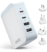 LENCENT 45W Multiple USB Wall Charger, International Cell Phone Charger with 2 PD Type-C+2 USB, F...
