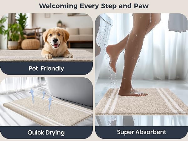 Super Absorbent Quick Drying Pet Friendly Bath Rug